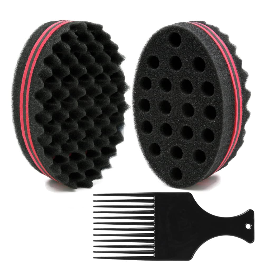 Bewave Big Holes Barber Hair Brush Sponge Dreads Locking Twist Afro Curl Coil Wave Hair Care Tool, 1 Pc