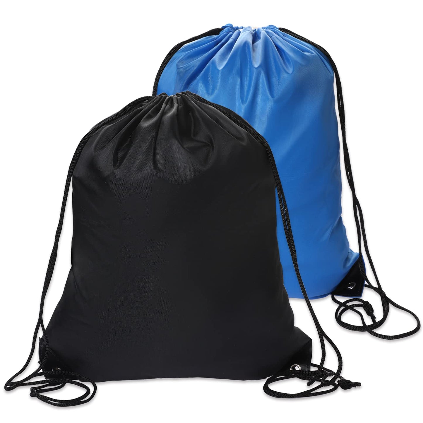 2PCS Drawstring Bags PE Bags Drawstring Gym Bag Black Draw String Bags Drawstring Backpack for Sports, Gym, Travel, Swimming, Beach