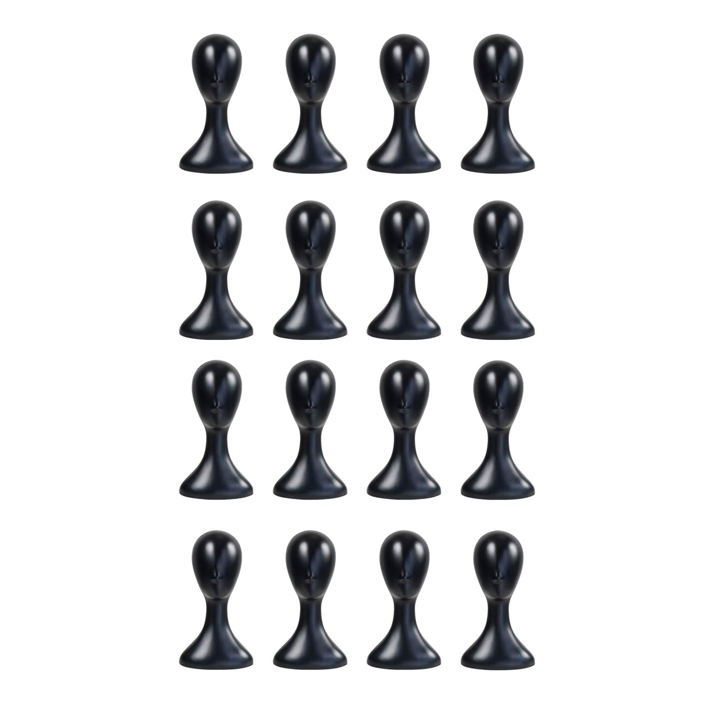 16 Inch Studio Limited Professional Plastic Mannequin Head Durable Women Model Wig Head Stand Torso Styling Making Display Holder with Jack for Wigs, Hat, Mask, Headdress, Necklace (Black, 16 Pack)