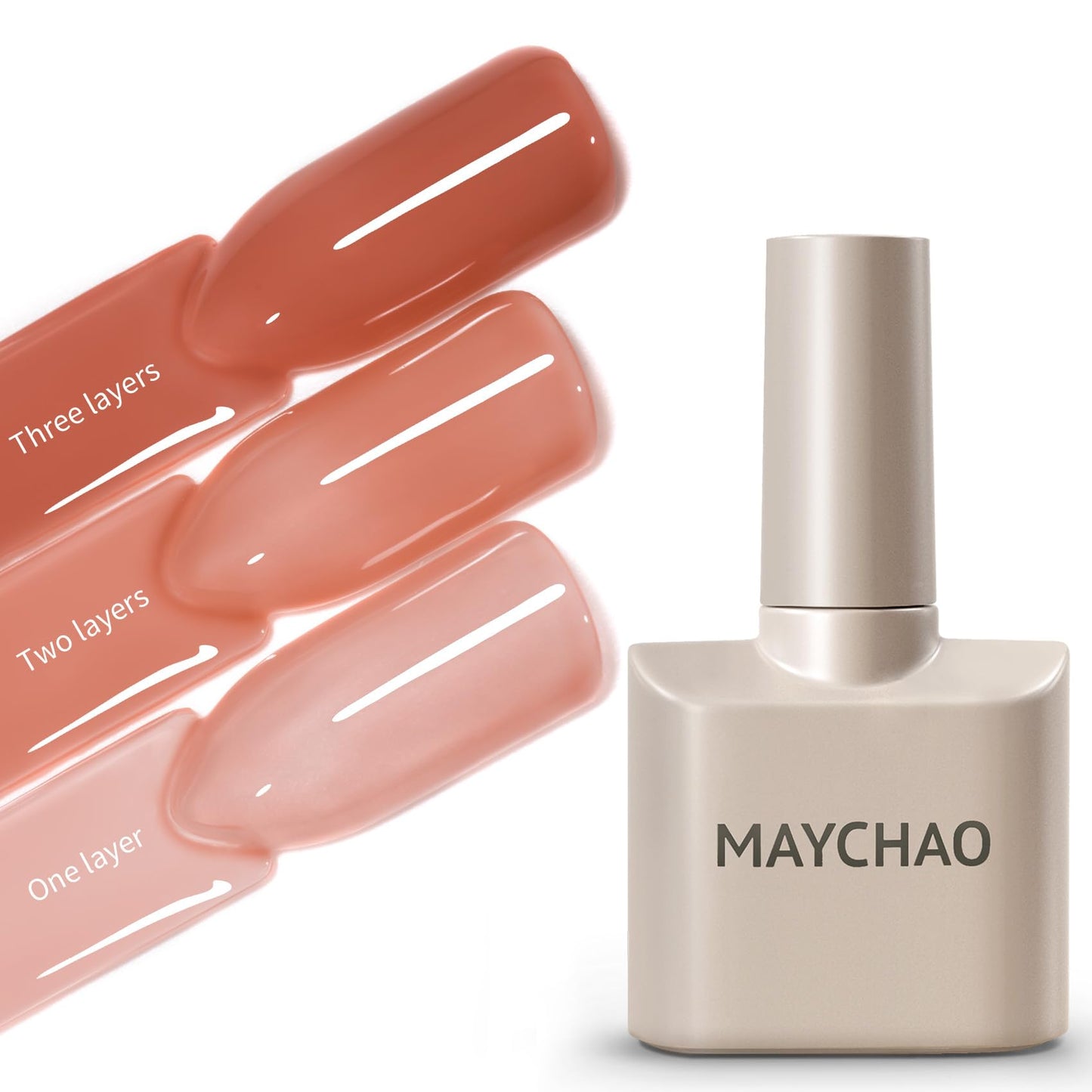 MAYCHAO 15ML Jelly Neutral Gel Nail Polish 1Pc Transparent Nude Peach Gel Polish Soak Off UV LED Translucent Nail Polish Nail Art Starter Manicure Salon DIY at Home, 0.5 OZ