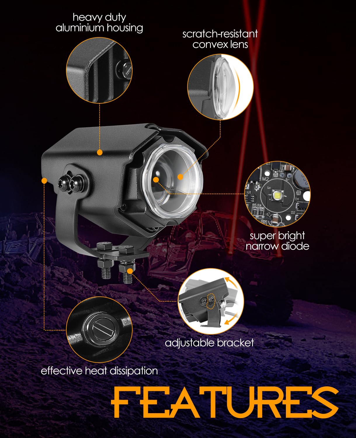 Nirider Whipless Whip Lights with Switch & Remote Whipless Pods RGB Chase Light Antenna LED Light Whips for SXS, UTV, ATV, RZR, Can Am, Dune Buggy, Truck, Boat - 2PCS Red Green Blue White