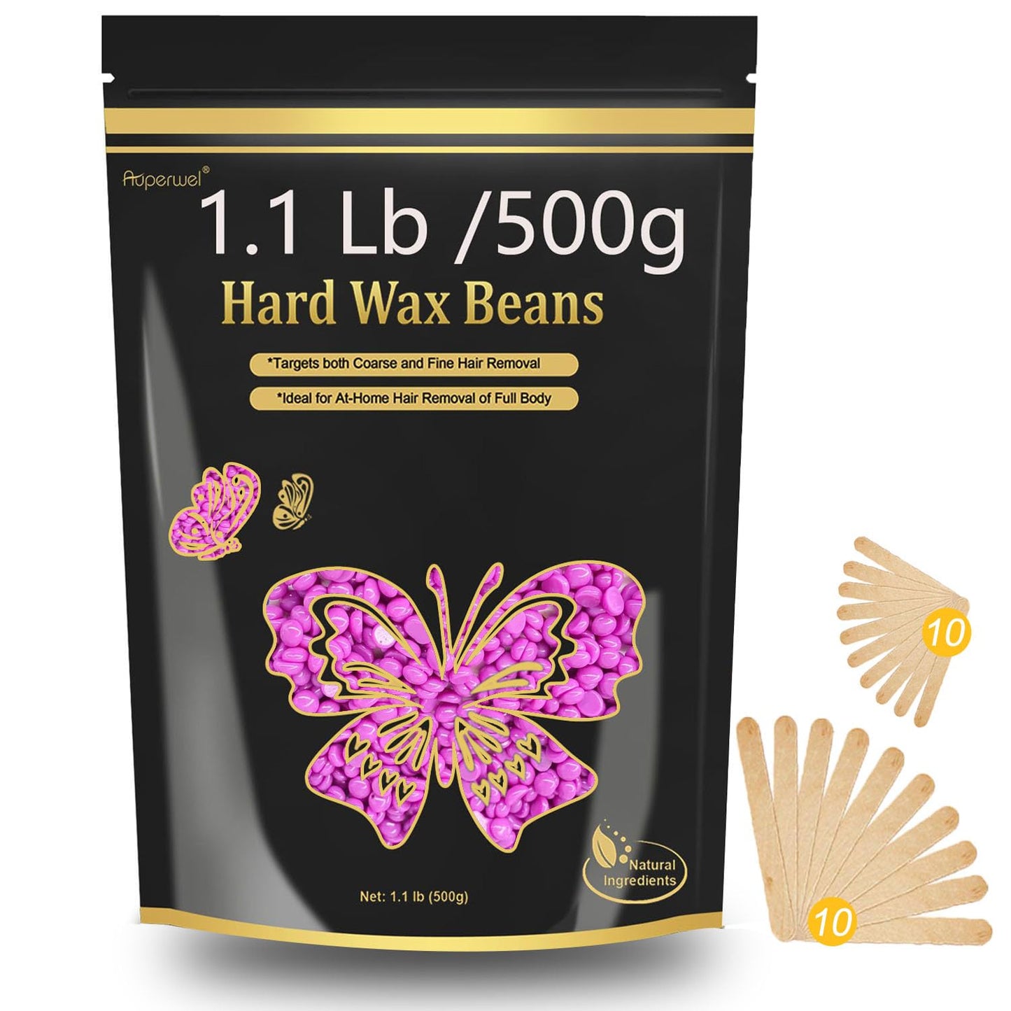 Wax Beads For Hair Removal, 1.1Lb Painless Salon Hard Wax Beans For Bikini, Eyebrow Facial, At Home Pearl Waxing Beads For Sensi