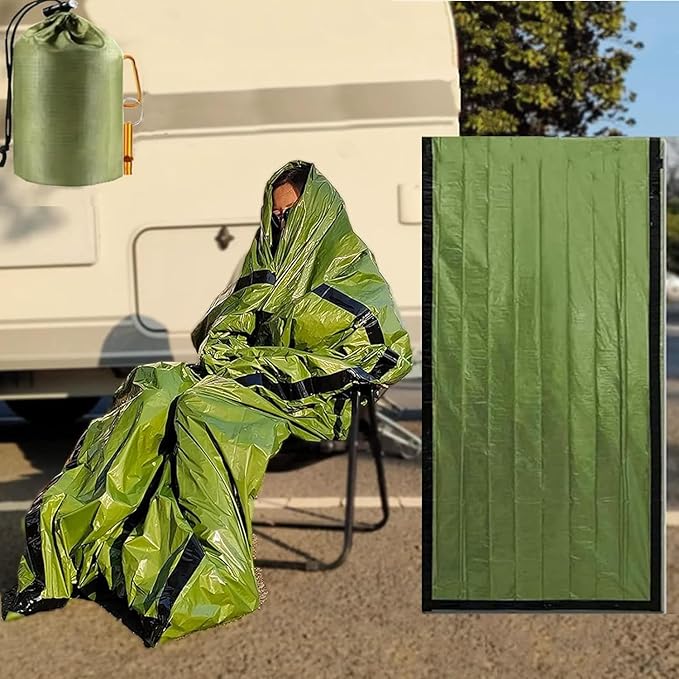 2-Person Emergency Sleeping Bag, Ultra Lightweight Waterproof Thermal Bivy Sack Cover, XL Emergency Shelter Survival Kit for Hiking Outdoor Camping …