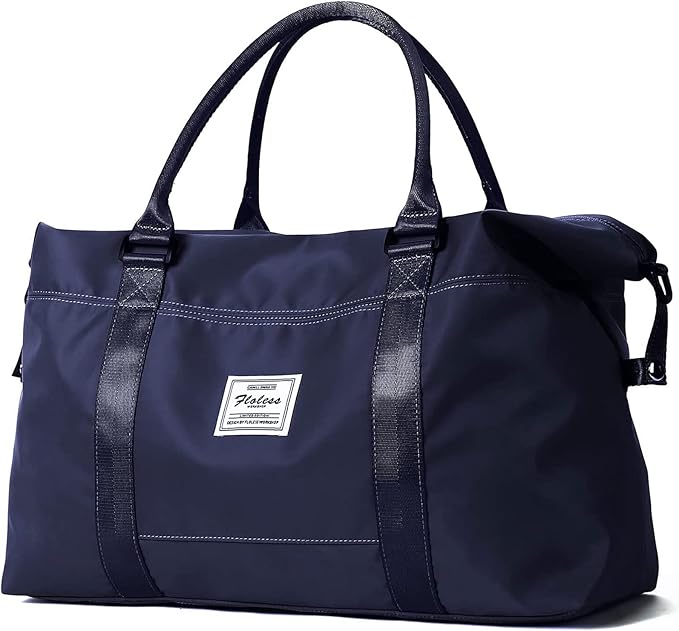 Dark Blue Sport Travel Duffle Bag Large Gym Tote Bag for Women, Weekender Bag Carry on Bag for Airplane, Ladies Beach Overnight Bag Waterproof Luggage Bags with Wet Pocket