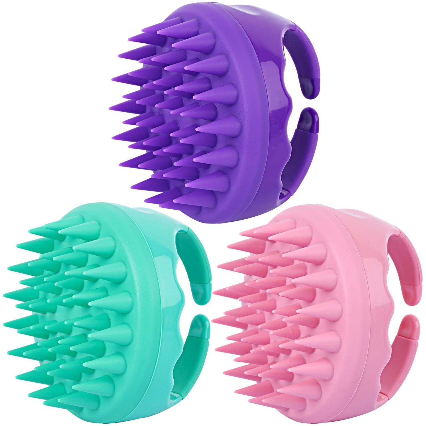 3 Pcs Hair Scalp Massager Shampoo Brush, Silicone Scalp Brush Handheld Shower Scalp Scrubber Cleansing Brush For Removing Dandru