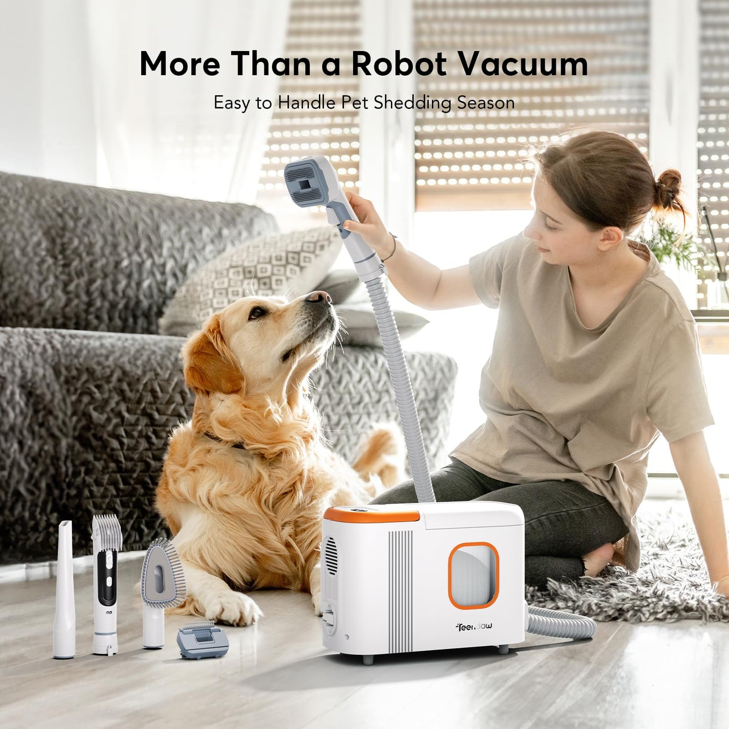 Teendow D20S Max+ Robot Vacuum and Mop, 6000Pa Suction for Pet Hair, with Self-Emptying Dock and Pet Grooming Parts, 10 Weeks Hands-Free Cleaning, PreciSense LiDAR Navigation, App & Voice Control