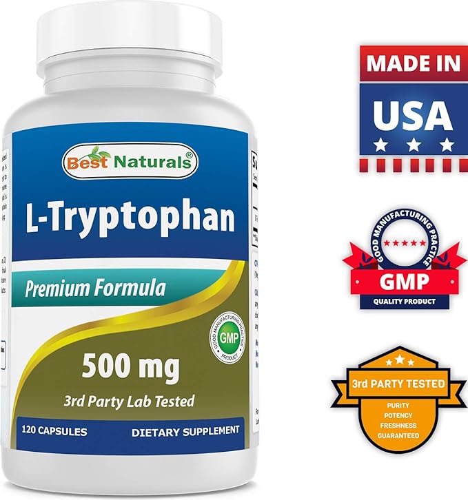 Best Naturals L-Tryptophan 500 mg 120 Capsules (120 Count (Pack of 2))
