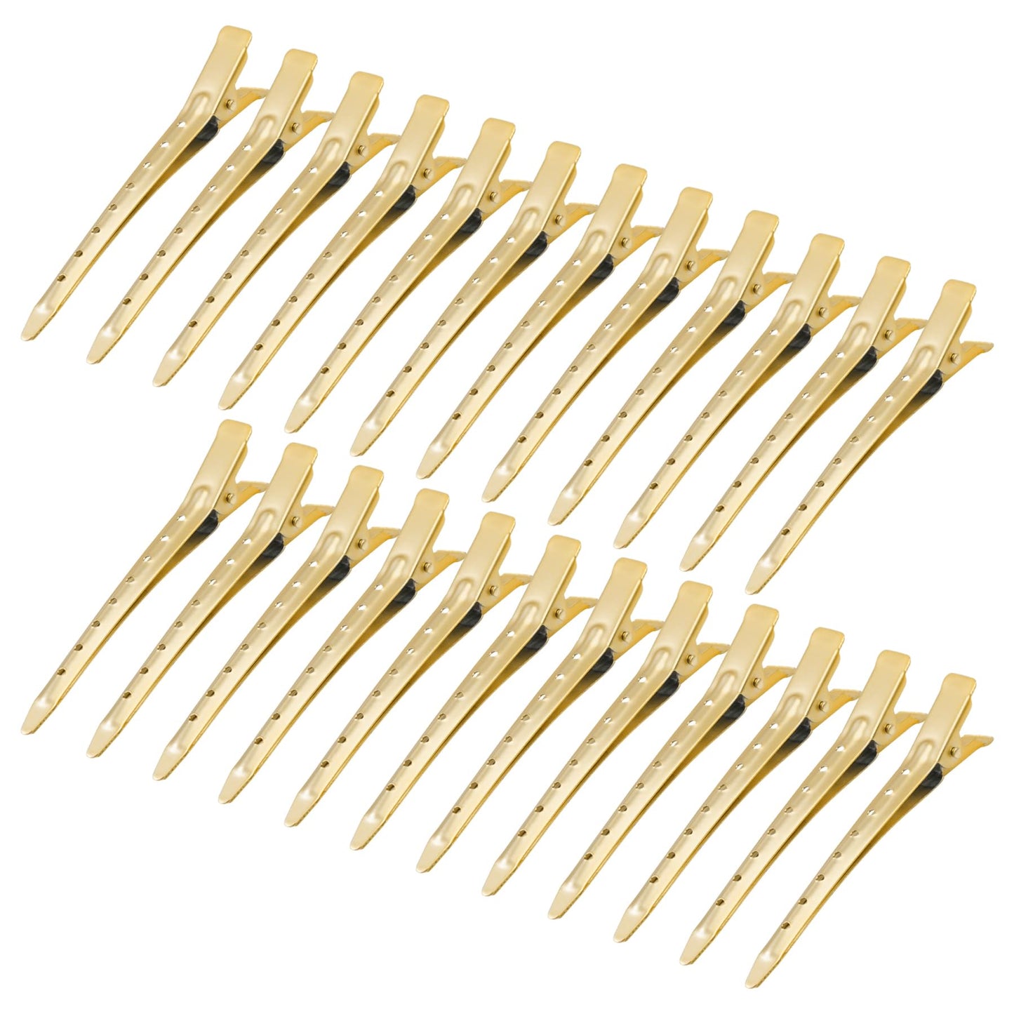 24 Packs Duck Bill Clips, Bantoye 3.35 Inches Rustproof Metal Alligator Curl Clips with Holes for Hair Styling, Hair Coloring, Matte Gold