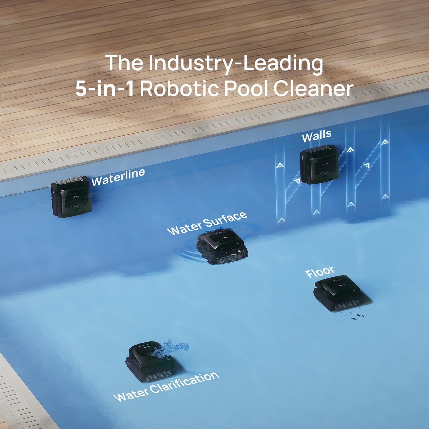 Beatbot AquaSense 2 Pro Cordless Robotic Pool Cleaner, Unmatched 5-in-1 Cleaning, Surface Parking, Pool Skimmer with APP Control, Water Clarification, for Pools up to 3,875 Sq.ft– Obsidian