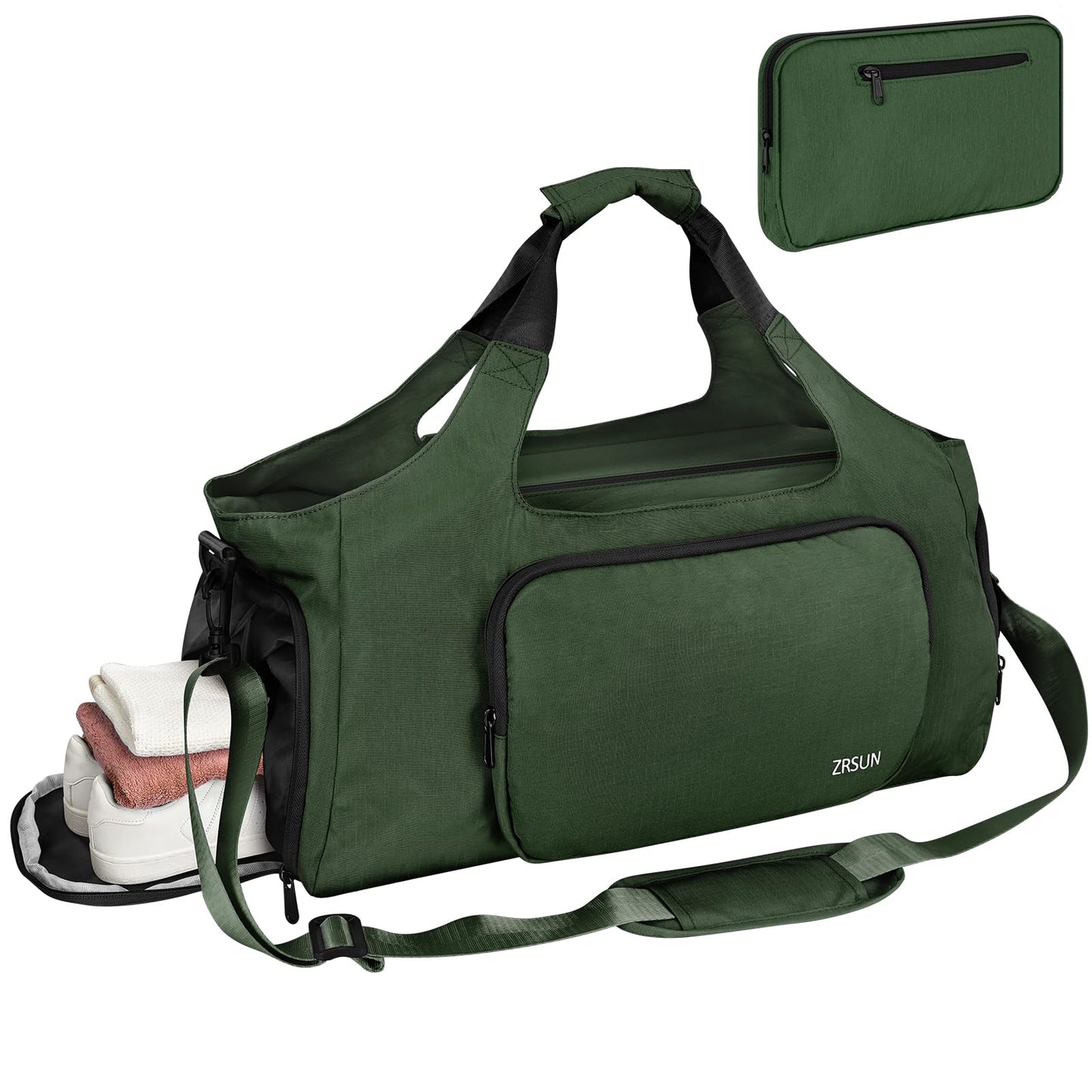 Gym Bags for Men Women, Sports Duffle Bag, Travel Gym Bag with Shoes Compartment and Wet Pocket, Foldable, Lightweight for Travel, Gym, Yoga