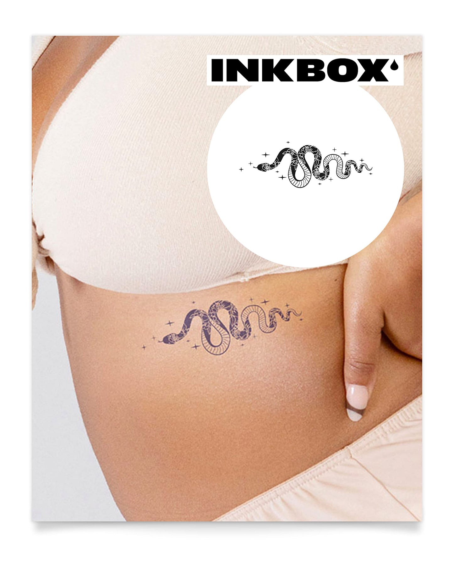 Inkbox Temporary Tattoos, Semi-Permanent Tattoo, One Premium Easy Long Lasting, Water-Resistant Temp Tattoo with For Now Ink - Lasts 1-2 Weeks, Cosmic Serpent, 6 x 3 in