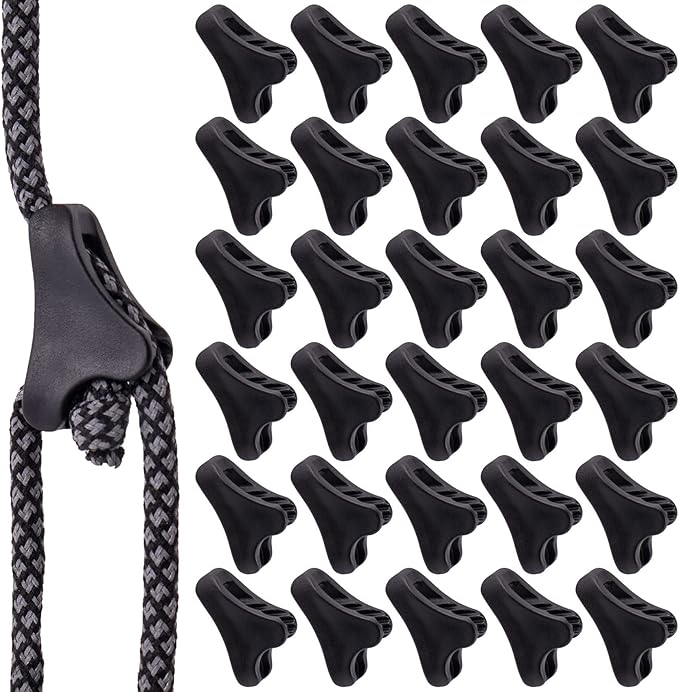 30 Pack Ultralight Guyline Tensioners Black Tent Cord Rope Adjuster Tighteners for Outdoor Camping Hiking Tarp Canopy Shelter