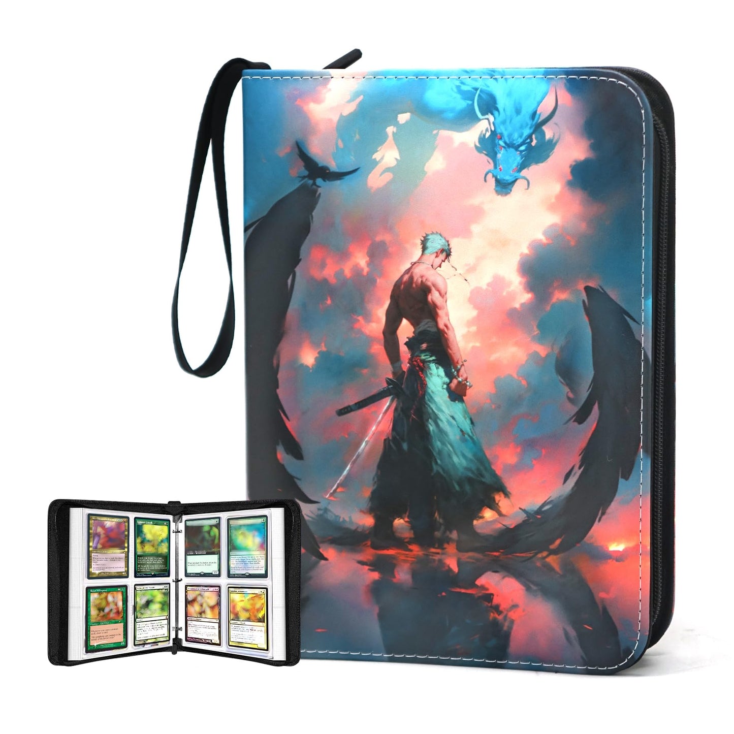 400 Pockets Zoro Card Binder for One Piece Zoro Cards,Portable Waterproof Card Storage Book with Removable Sleeves, Children Gifts for Anime, Sword and TCG Card