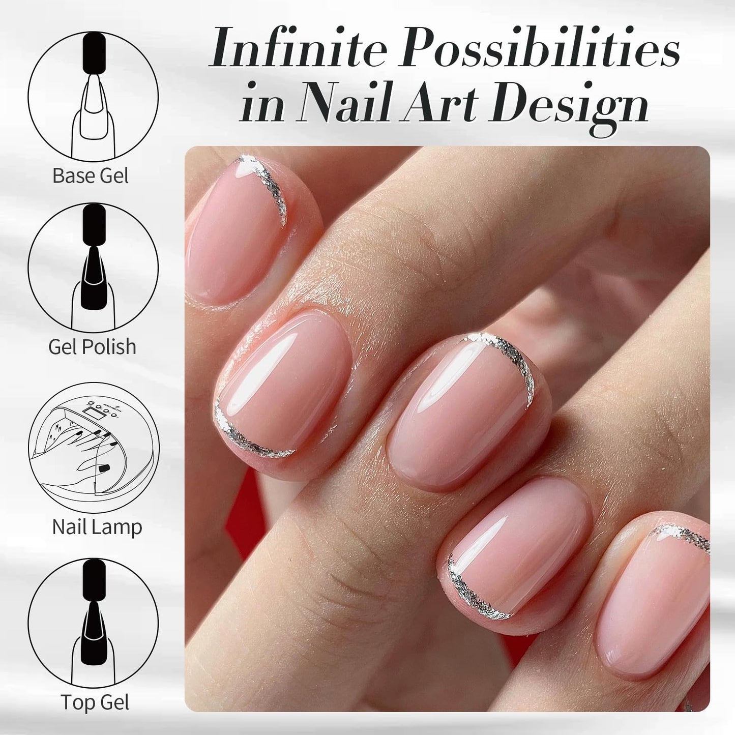 Born Pretty Silver Glitter Gel Nail Polish Christmas Shimmer Sparkly Shiny Silver Hema-Free Gel Polish Nail Art Design Manicure DIY at Home 15ml