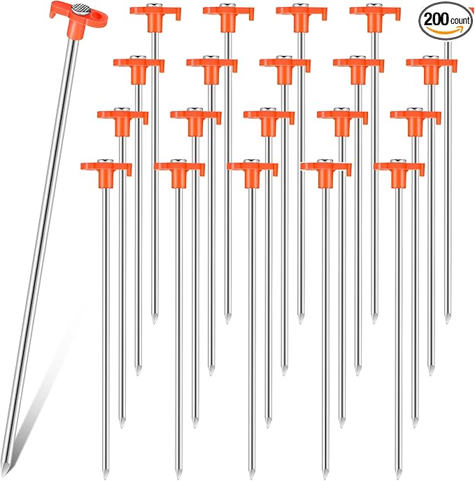 Shimeyao 10 Inch Tent Stakes Heavy Duty Camping Stakes Bulk Galvanized Non Rust Tent Pegs Metal Camping Spikes for Outdoor Camping Pitching Canopy