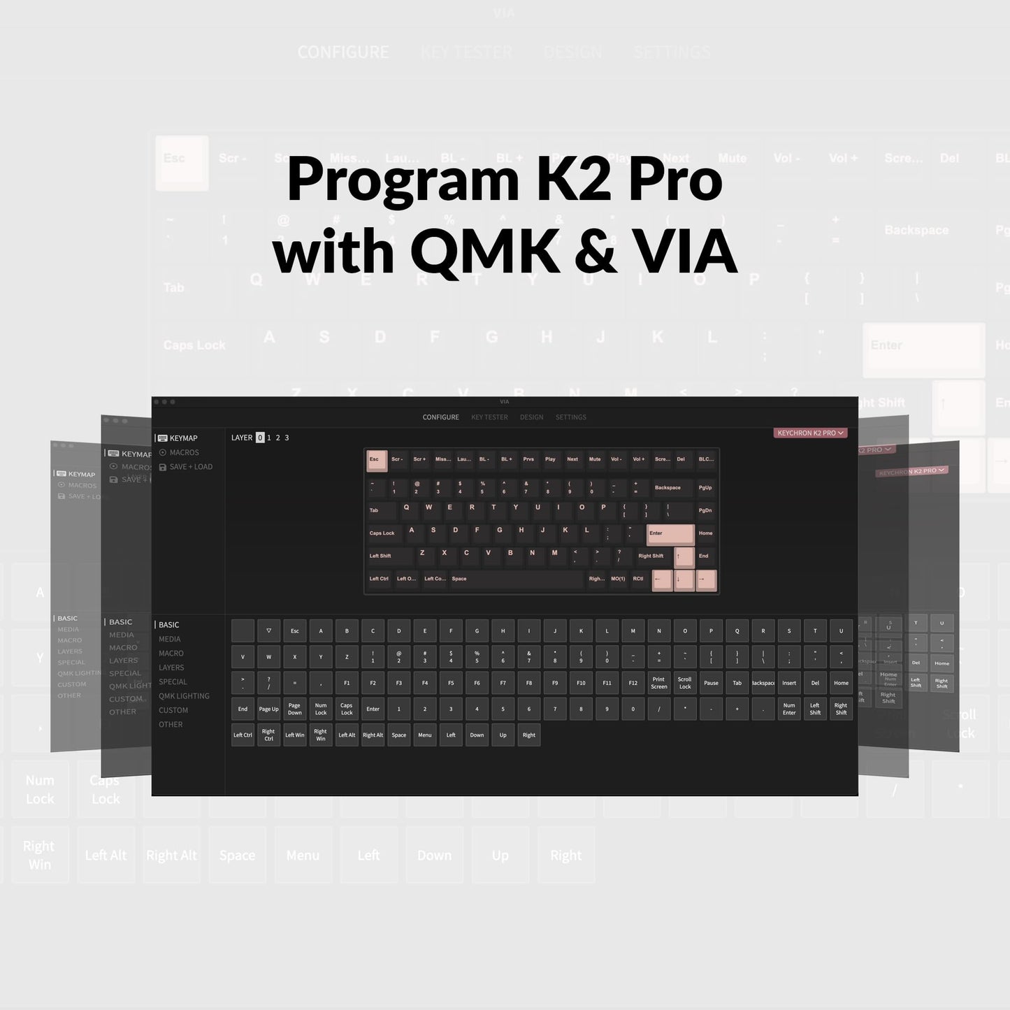 Keychron K2 Pro 75% Layout Bluetooth Wireless Mechanical Keyboard, Custom Programmable Type-C Wired Gaming Keyboard with RGB Backlit, Hot-Swappable K Pro Brown Switch for Mac Windows Linux - White