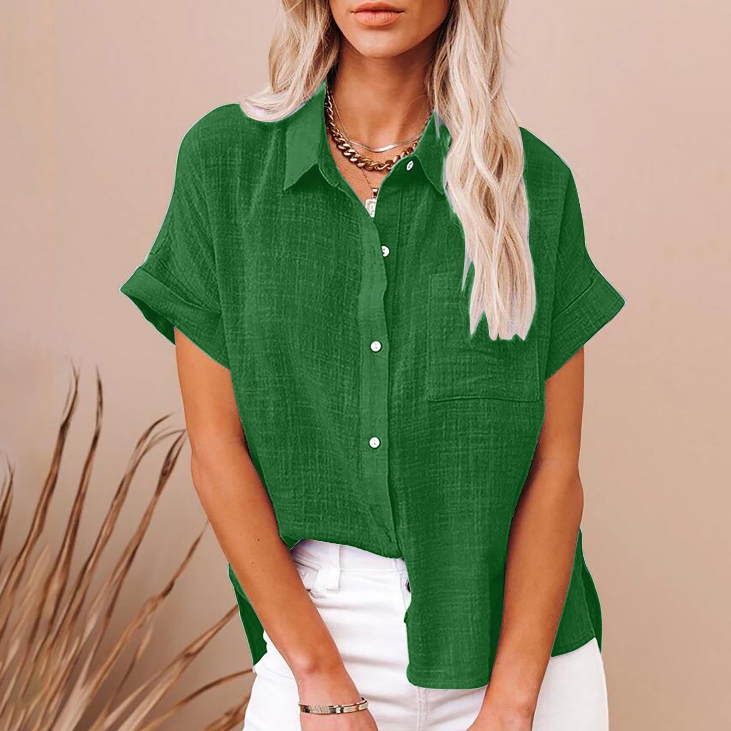Blouses for Women Casual, 2024,Womens Tops Dressy Casual Short Sleeve,2 Dollar Items Only,Petite Tops for Women,Just for Prime