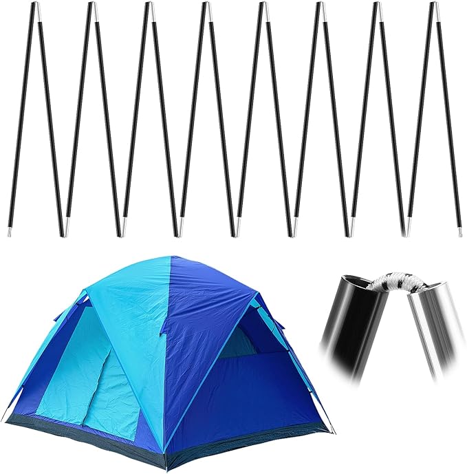 Aluminum Tent Poles Replacement - Pre-Assembled Tent Poles, Fits Both Female and Male Ends - Lightweight Tent Pole Repair Kit for Hiking Camping Backpacking Tent, 20FT