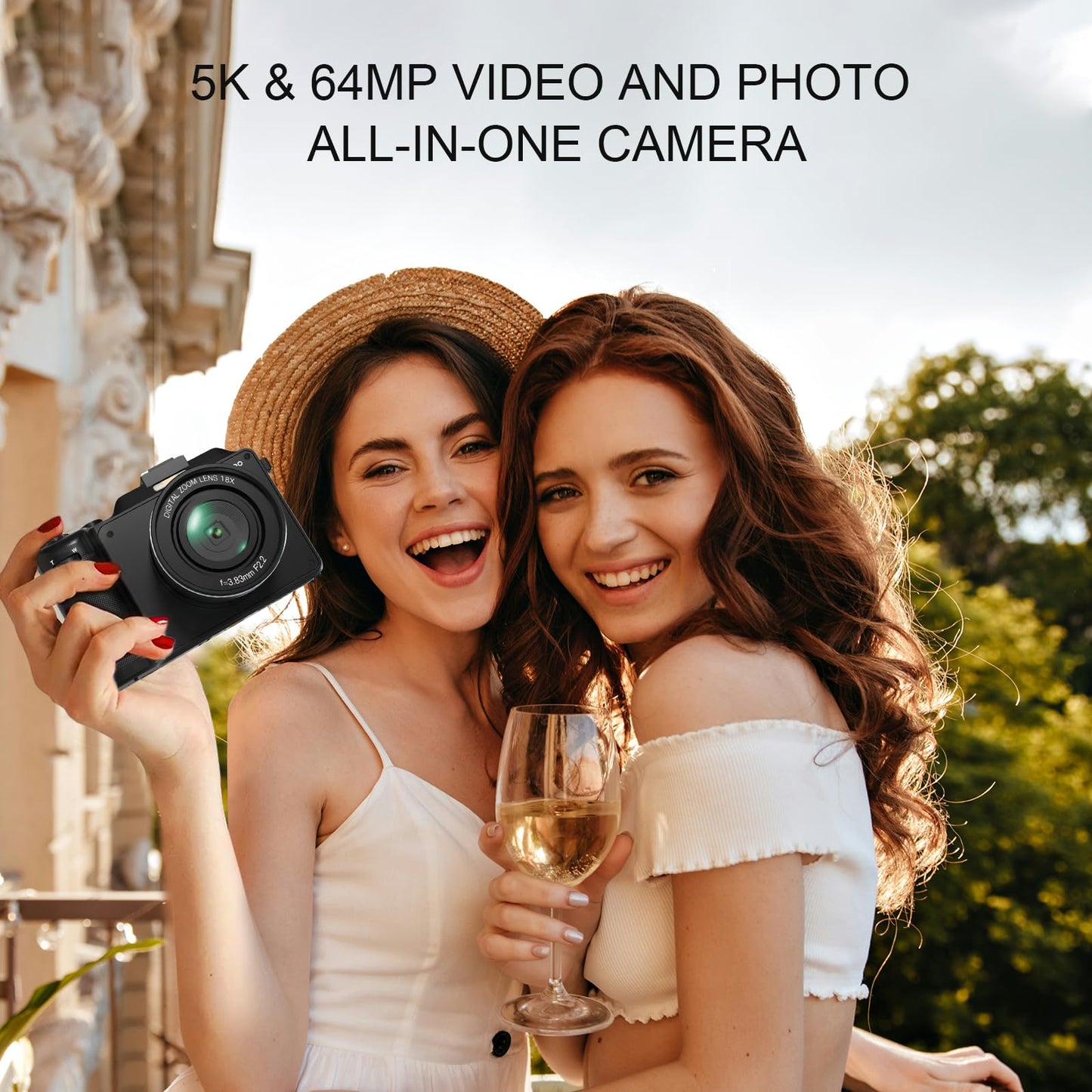Yatao Digital Camera with WiFi, 4K 5K 64MP Photography Camera Kit for YouTube, Front and Rear Dual Camera for Convenient Selfie, Equipped with 64GB Micro Card, Wide & Macro Lens, Card Reader