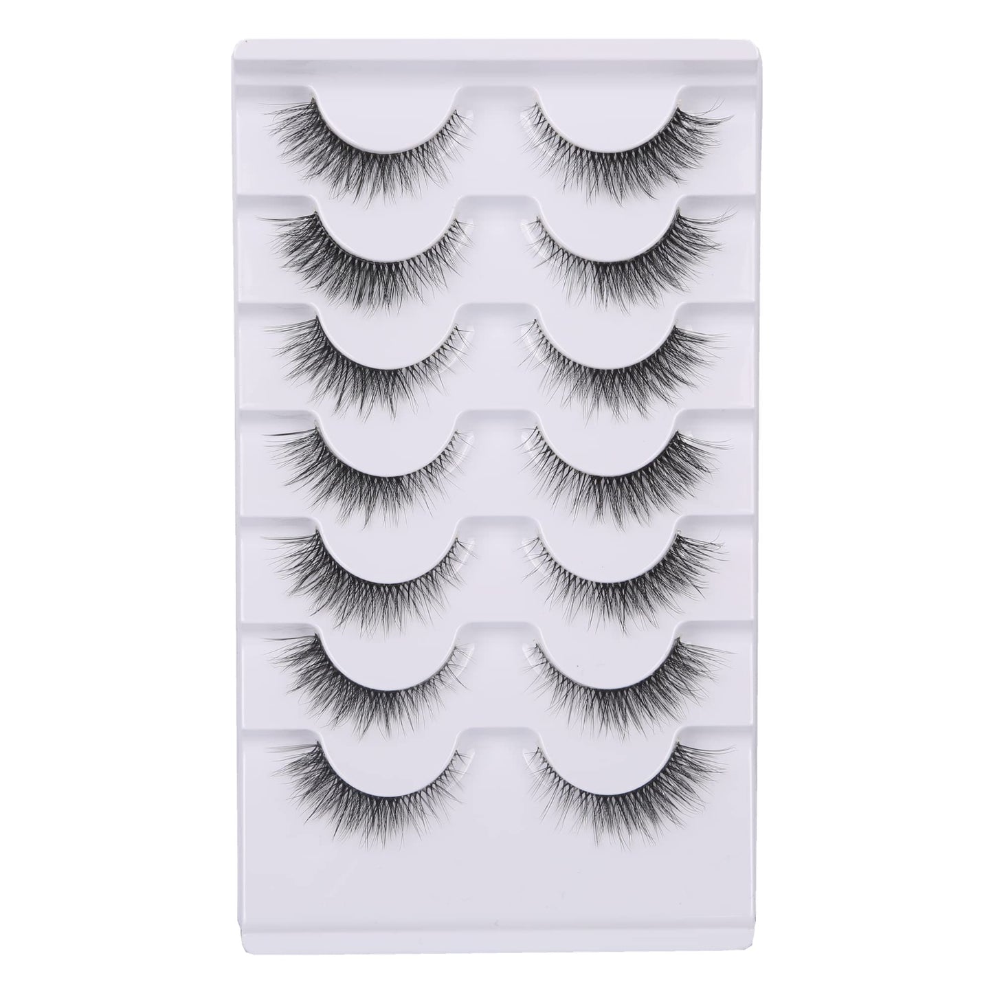 Gmagictobo Lashes Natural Cat Eye Look Clear Band False Eyelashes Wispy Lashes Fluffy 3D Faux Mink Eyelashes Short Fake Eyelashes 7 Pairs Pack
