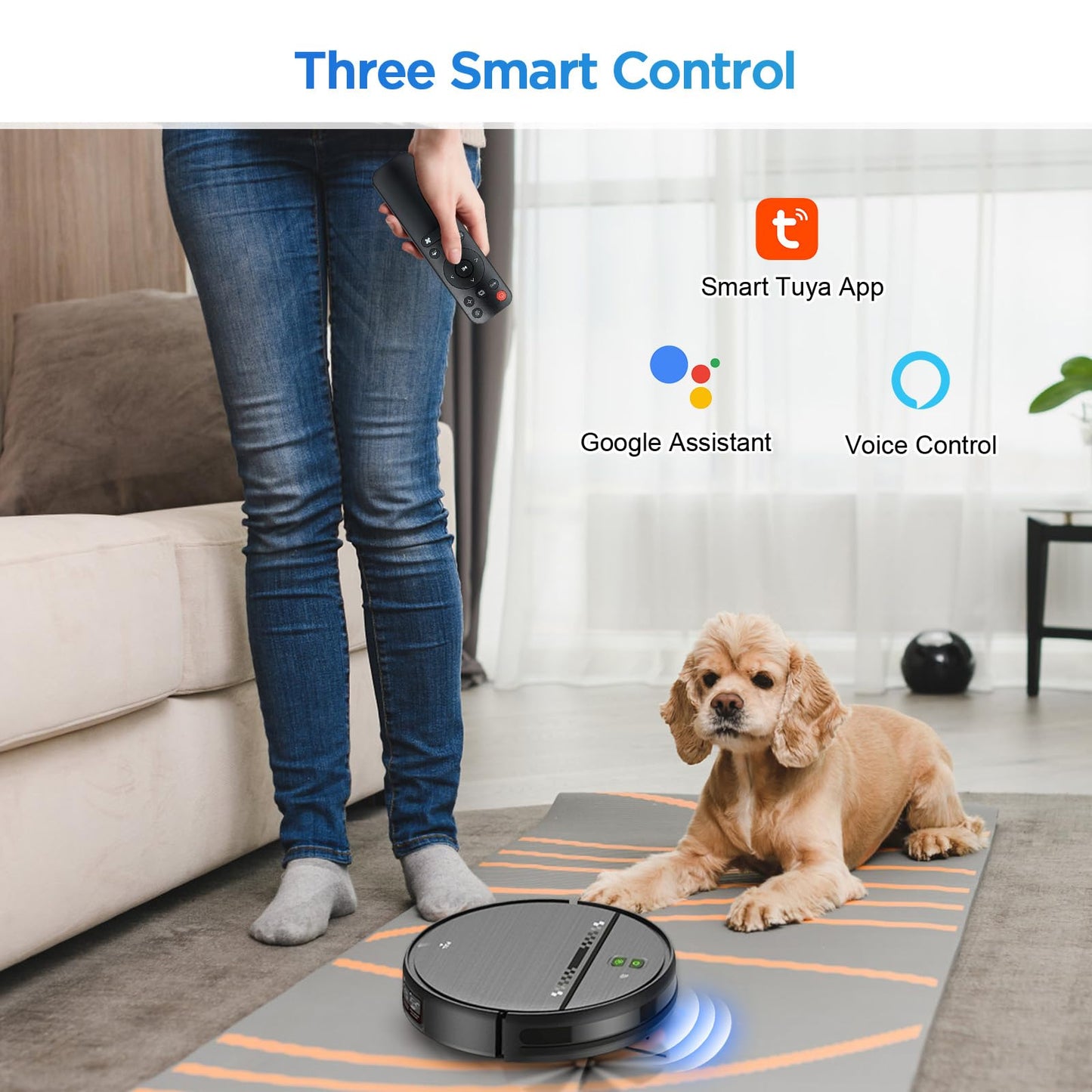 ZC WAS Robot Vacuum and Mop Combo, 2-in-1 Robot Vacuum Cleaner, Perfect for Pet Hair, Hard Floor and Carpet, Anti-Bump, Anti-Fall, App, Voice and Remote Control