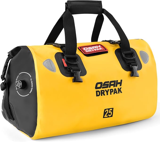 Waterproof Duffel Bag - Motorcycle Dry Bag Tail Bag with Large Storage Space, Waterproof Luggage Duffle Bags with Outer Mesh Zipper Pocket for Camping, Kayaking, Fishing & Traveling