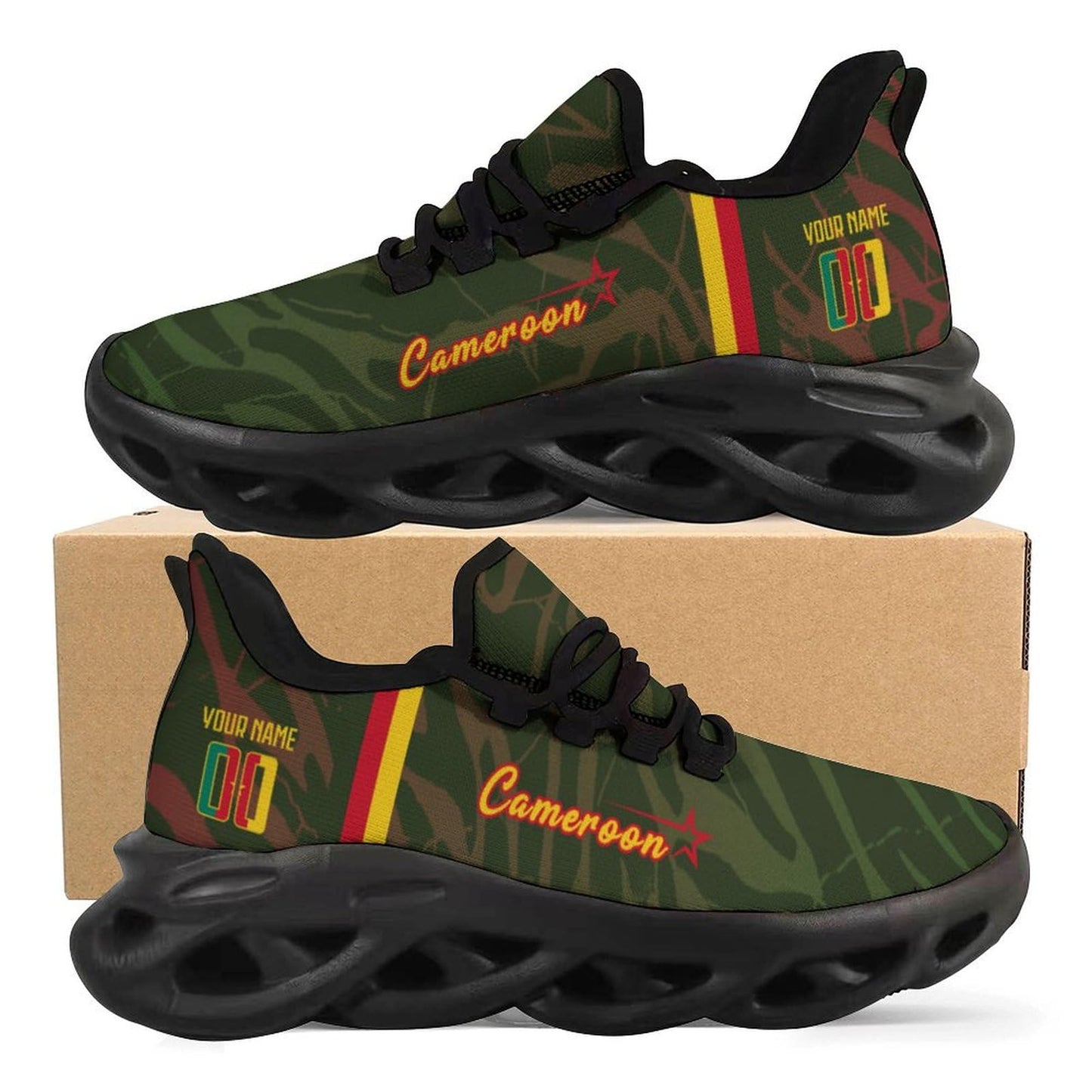 Cameroon National Team Custom Men's Sneakers Soccer Personalized Breathable Fan Gift Name & Number Athletic Gym Slip-on Shoes