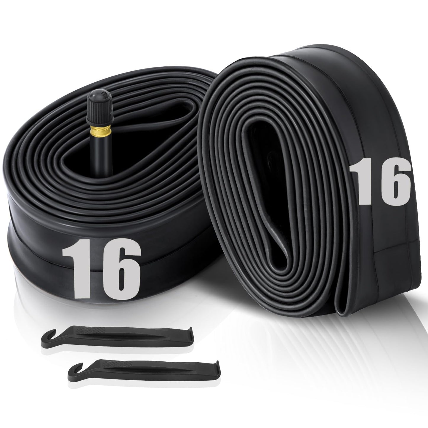 2 Pack 16" Kids Bike Inner Tubes Fit 1.75/1.95/2.125 with 32mm Schrader Valve, 16'' x 1.75/2.125 Tyre Tube with 2PCS Levers, 16'' Bike Tube Compatible with Kids/Road Bikes by Hydencamm (2 of One Size)