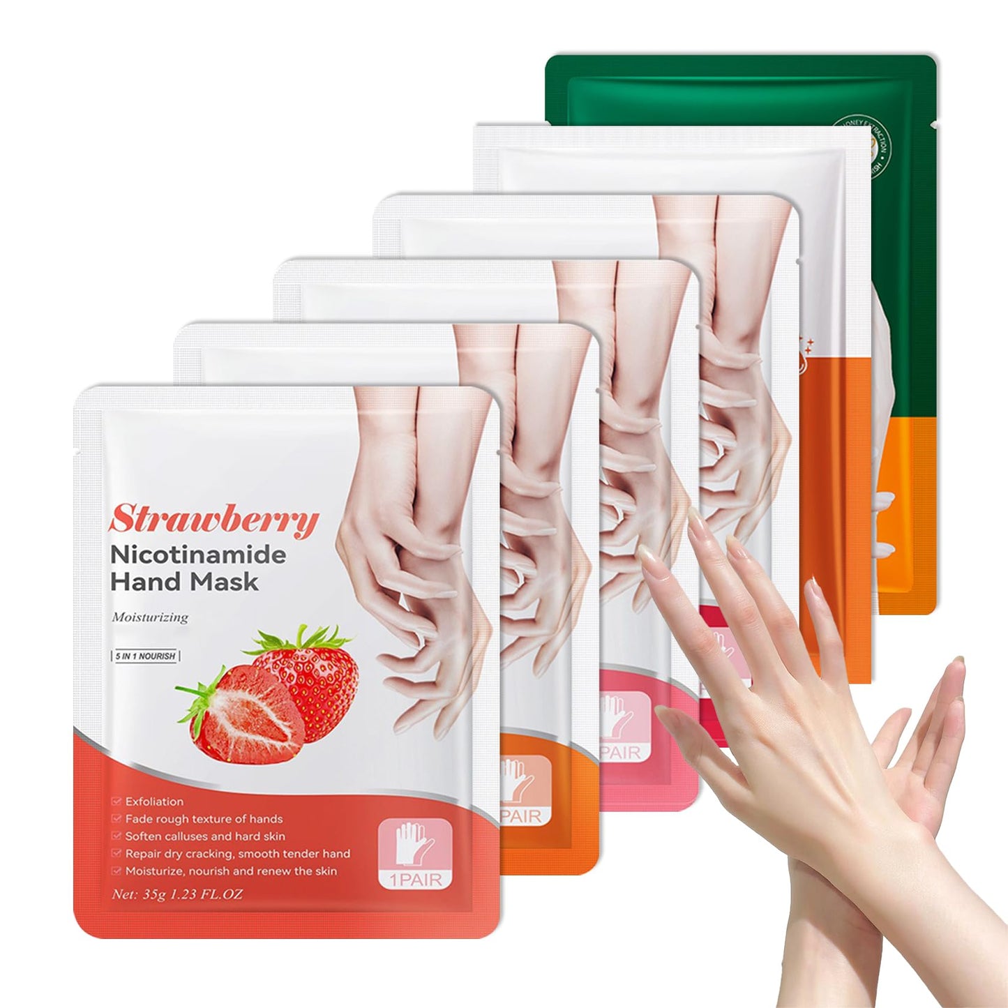 LZYLLS 6 Pairs Hand Masks Moisturizing Gloves, Hydrating Hand Mask Moisturizer Gloves Care for Dry Cracked Hands, Smooth Long Lasting Soft Firming Hand Mask Gift Set for Men Women(C