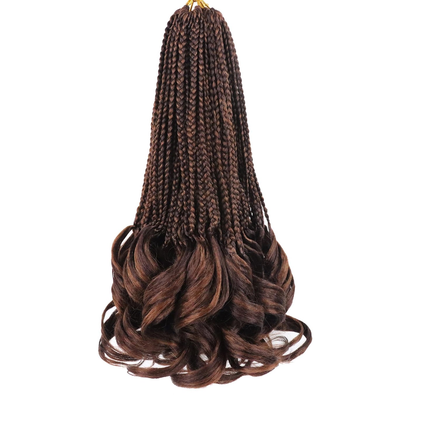 French Curl Braids Color 30/33 Curly Braiding Hair Pre Looped Crochet Hair Braids with Curly Ends 14 Inch Goddess Box Braids Crochet Hair Brown Spanish French Curl Braiding Hair Extensions(7 Packs)