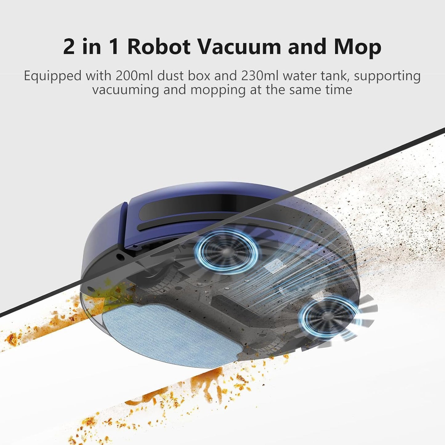 Robot Vacuum and Mop Combo, Automatic Slef-Cleaning Robotic Vacuum Cleaner for Pet Hair, Smart 2 in 1 Mopping Robot Vacuum with Schedule, WiFi/App/Voice, Slim, Ideal for Hard Floor, Carpet