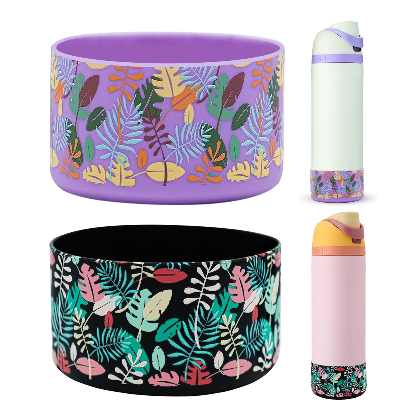 HEYSKAY 2PCS Silicone Boot for Owala Flask Water Bottle 24oz Anti-Slip Protective Sleeve for Owala Twist,FreeSip and Flip Stainless Steel Water Bottle BPA-Free Boot Bottom Base