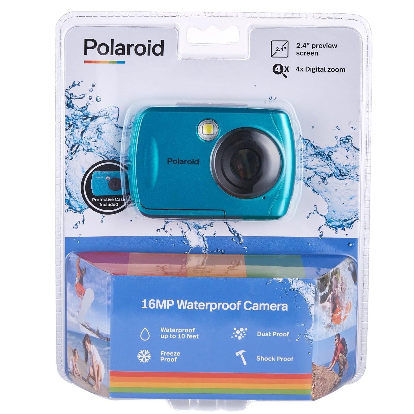 Polaroid IS048 Waterproof Instant Sharing 16 MP Digital Portable Handheld Action Camera, Teal
