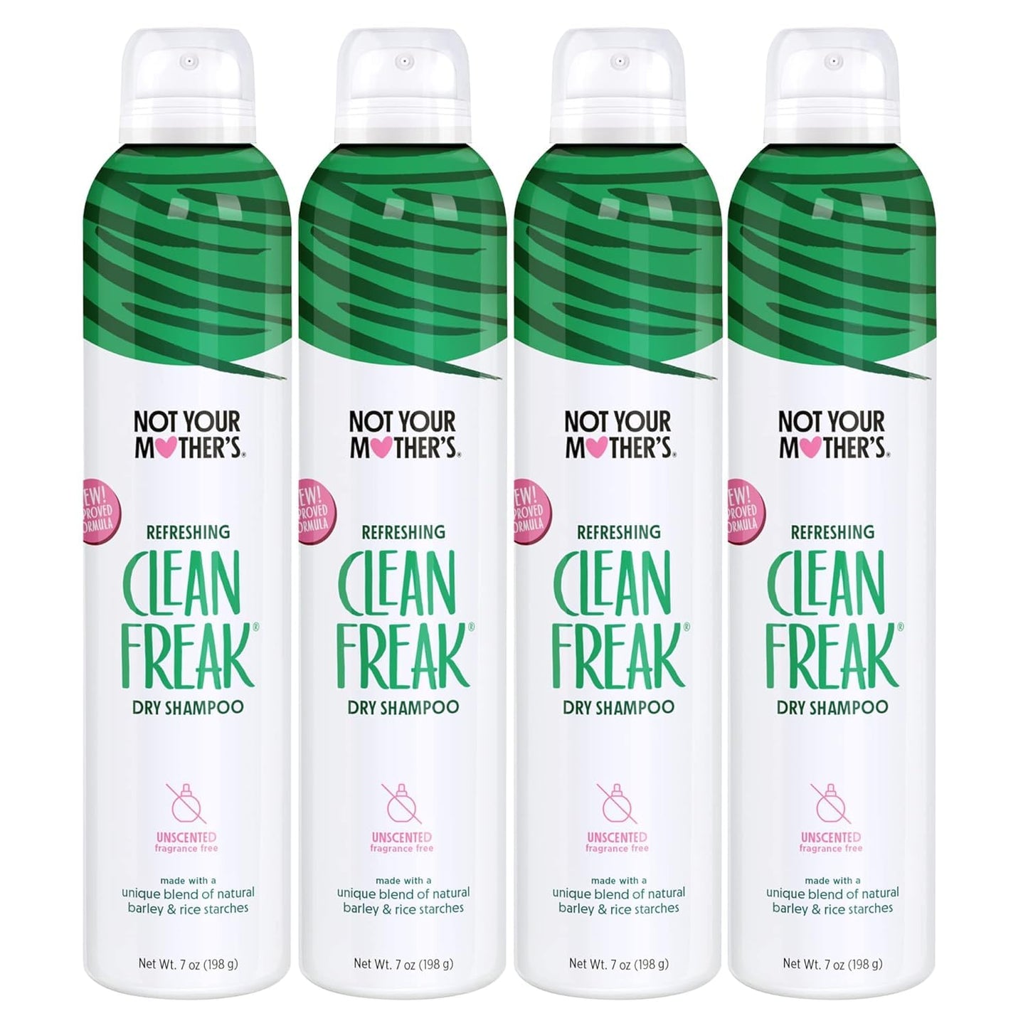 Not Your Mother's Clean Freak Unscented Dry Shampoo- Refreshing Dry Shampoo - Instantly Absorbs Oil and Odor for Refreshed Hair (7 Ounce (Pack of 4))