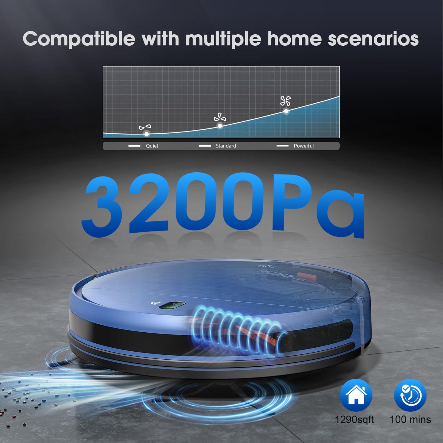 SHELIKI Robot Vacuum and Mop, 2-in-1 Robotic Vacuums Cleaner with Smart Max Strong Suction, WiFi/App/Alexa Voice Control, Obstacle Avoidance, for Pet Hair, Carpets and More - Blue