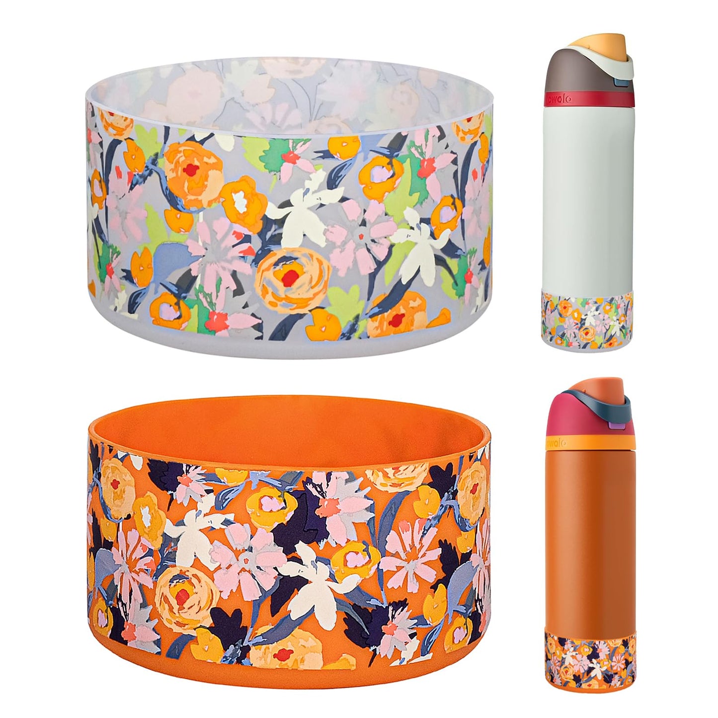 HEYSKAY 2PCS Silicone Boot for Owala Flask Water Bottle 24oz Anti-Slip Protective Sleeve for Owala Twist,FreeSip and Flip Stainless Steel Water Bottle BPA-Free Boot Bottom Base