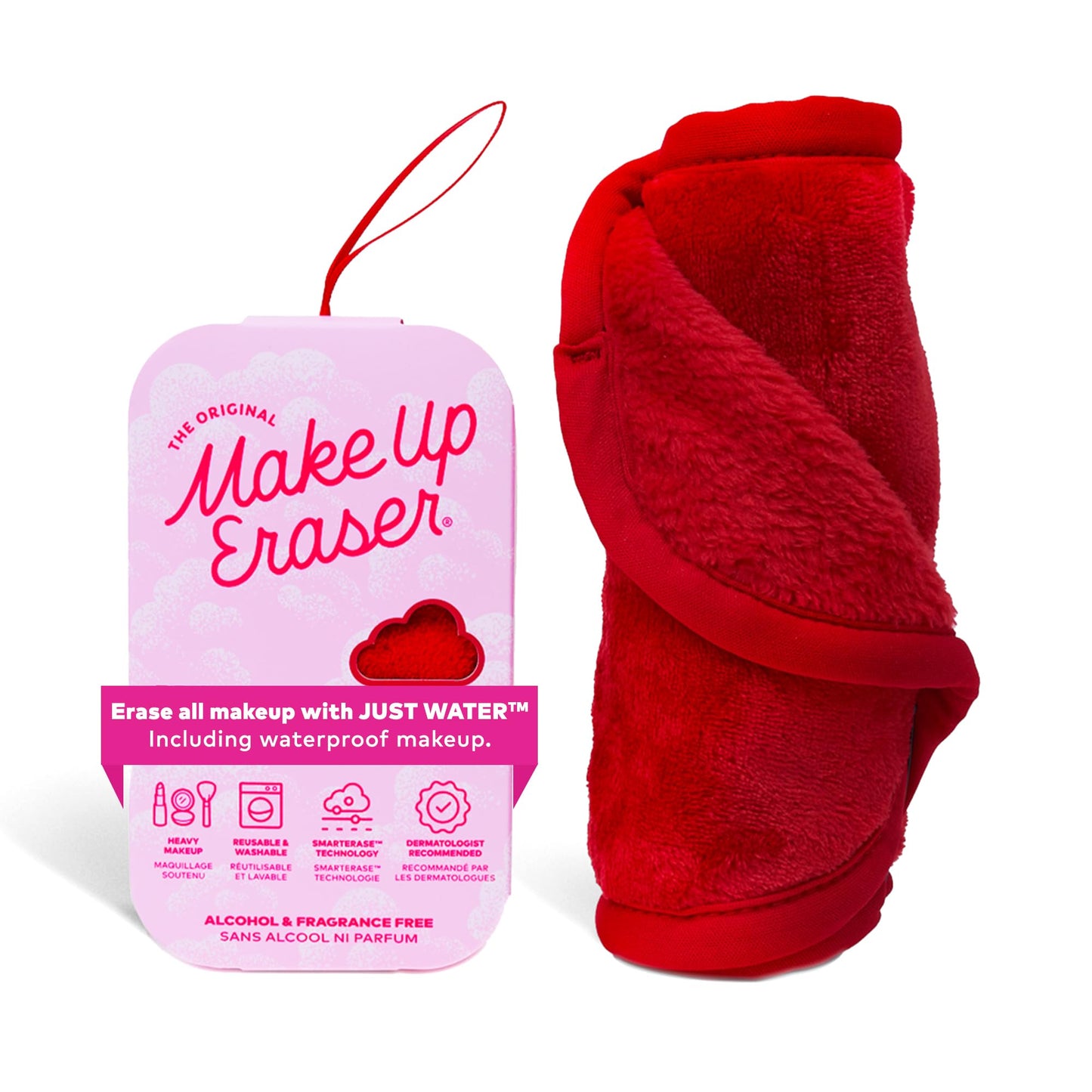 The Original MakeUp Eraser, Erase All Makeup With Just Water, Including Waterproof Mascara, Eyeliner, Foundation, Lipstick, and More (Love Red)