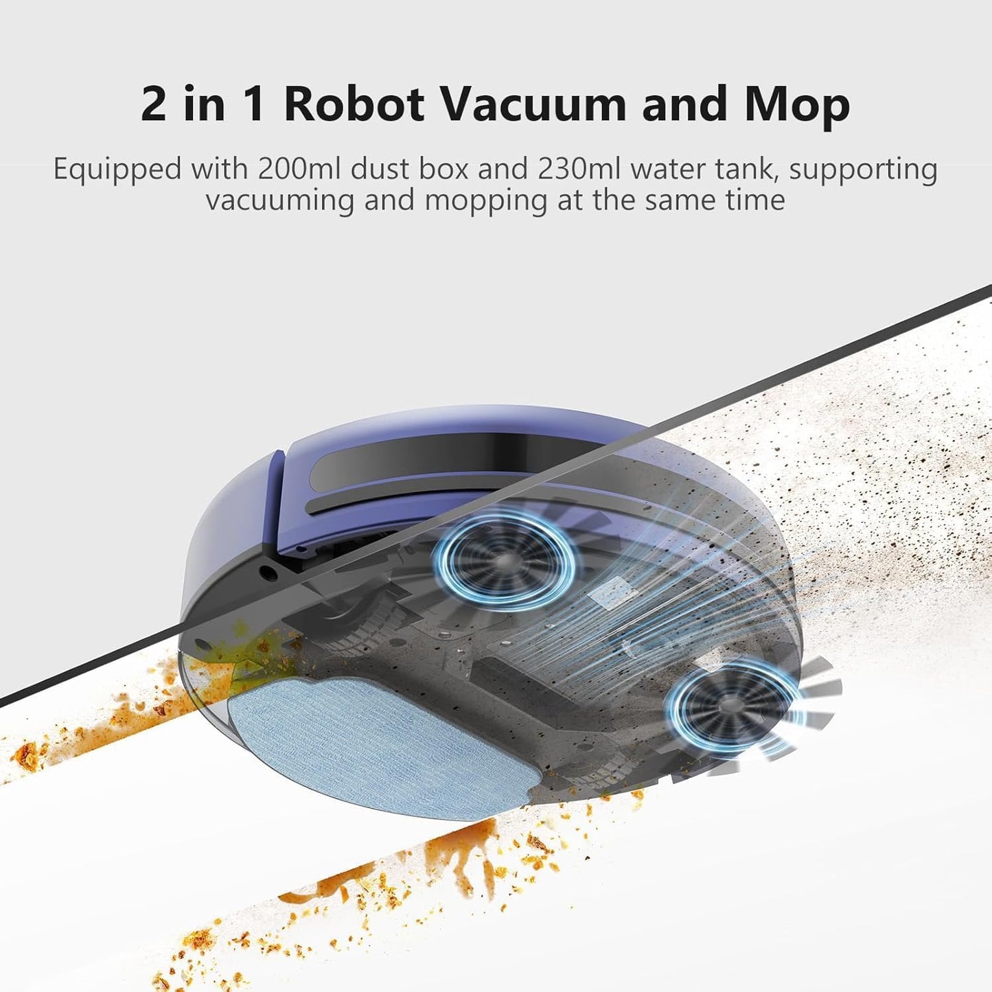 XIEBro Life Robot Vacuum and Mop Combo, 2 in 1 Vacuum Robot with WiFi/App/Voice, Schedule, Water Tank and Dustbin, Self-Charging, Slim, Ideal for Hard Floor, Pet Hair, Carpet
