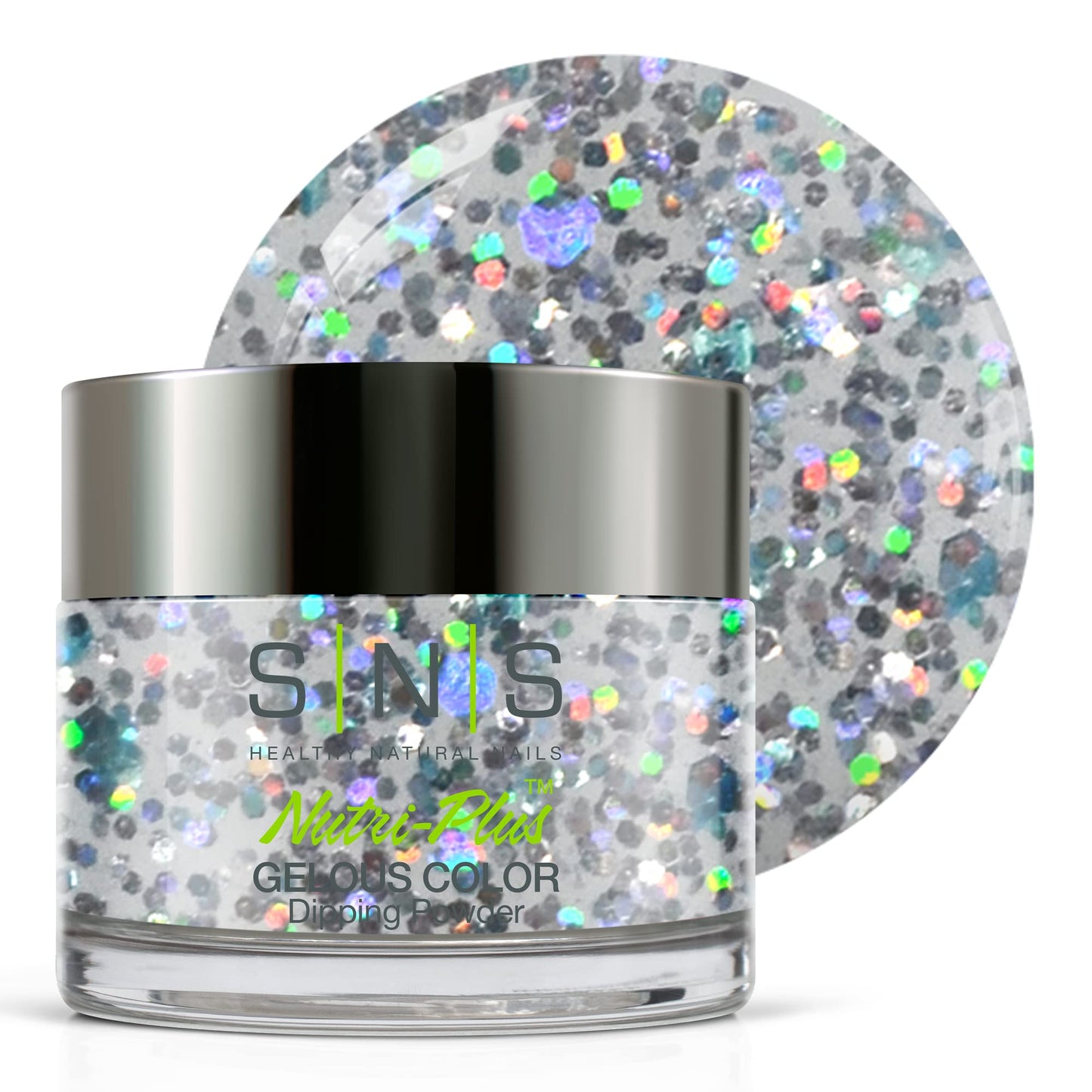 SNS Nail Dip Powder, Gelous Color Dipping Powder - Bali Infinity Pool (Metallics/Silver, Glitter) - Long-Lasting Dip Nail Color Dip Nail Color Lasts 14 Days - Low Odor & No UV Lamp Needed - 1.5 Oz