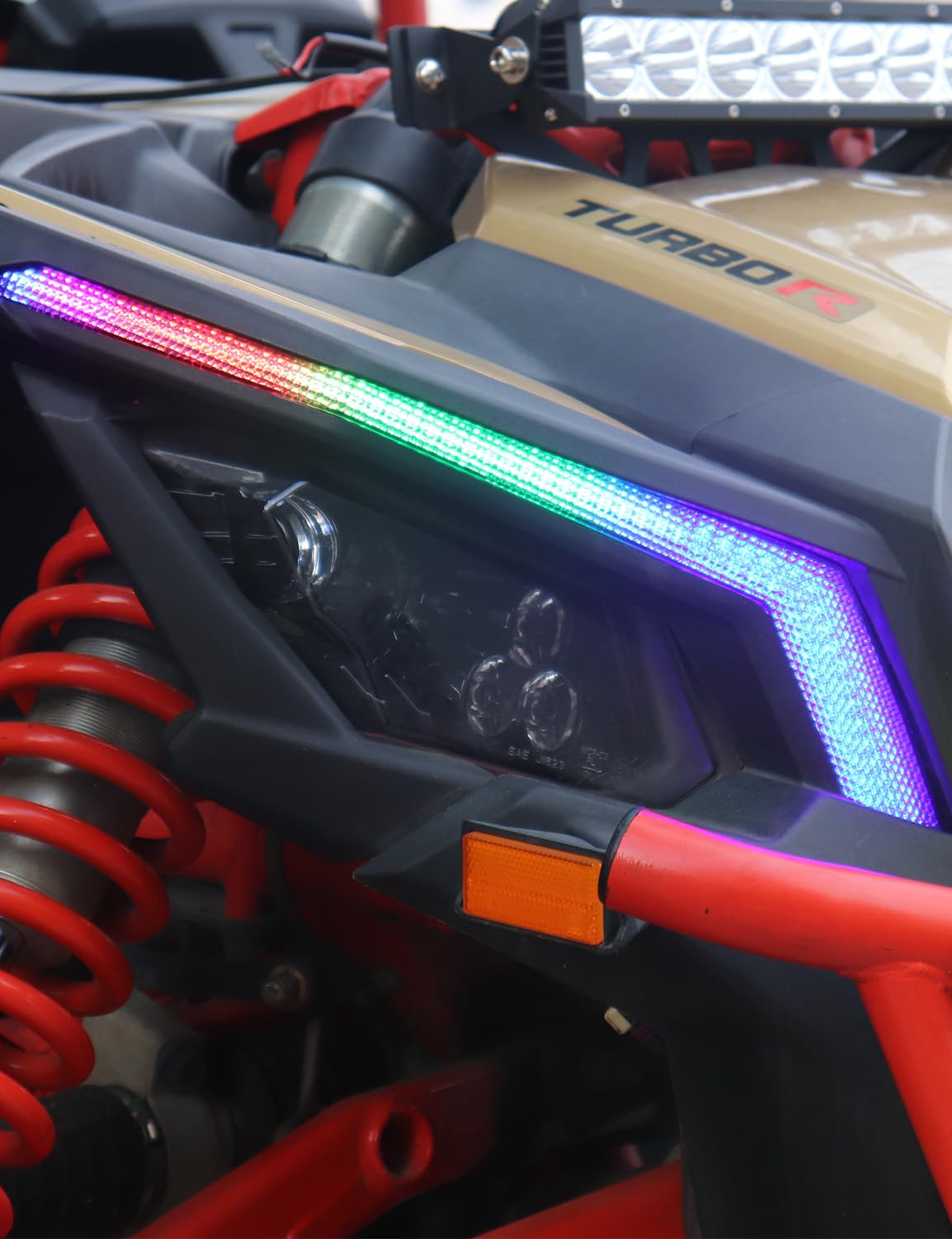 Chelhead X3 Led Fang Lights, RGB APP Remote Controlled, Turning Light Chasing Color Front Signature Light Assembly Compatible with Can Am Maverick X3 XDS XRS Max Turbo R