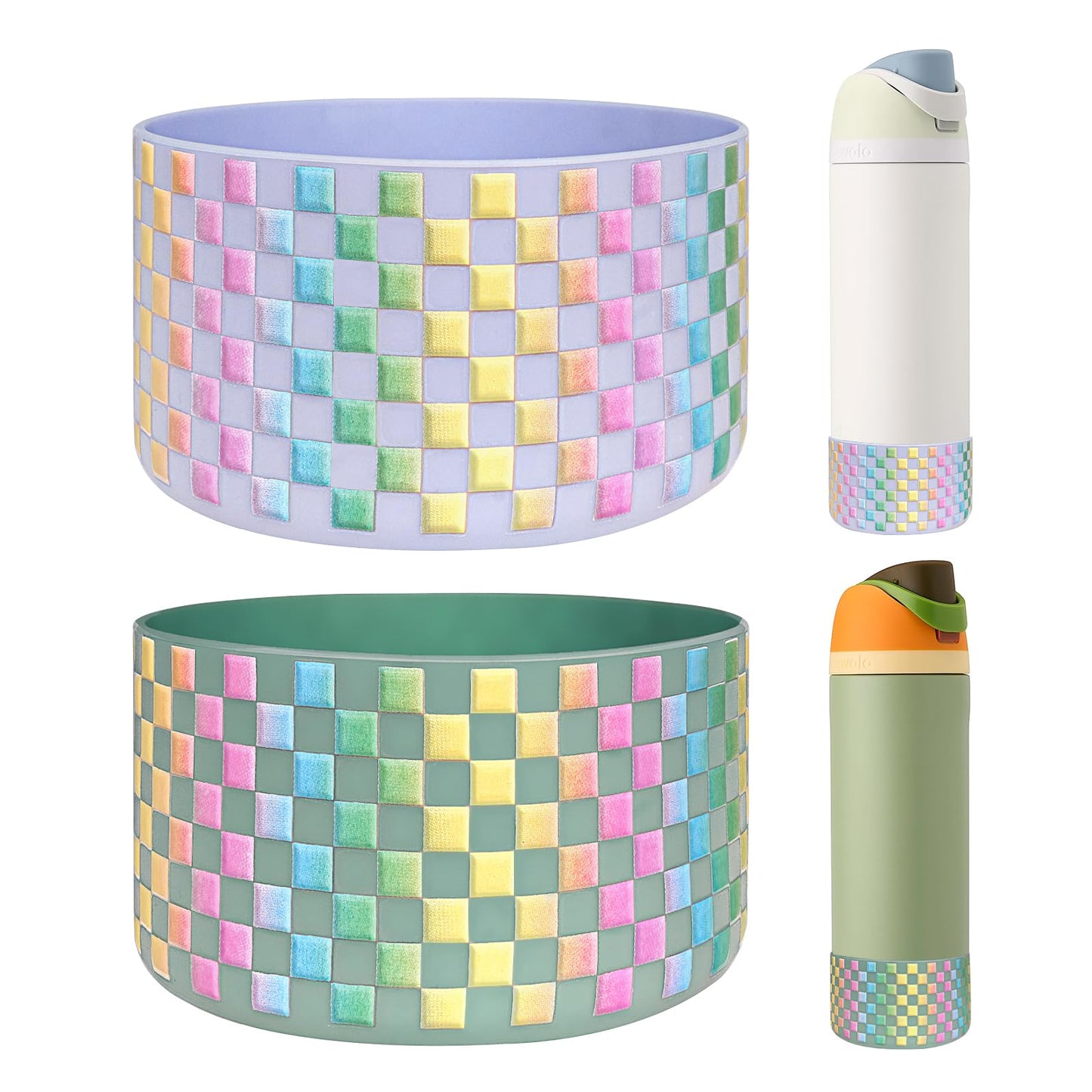 HEYSKAY 2PCS Silicone Boot for Owala Flask Water Bottle 24oz Anti-Slip Protective Sleeve for Owala Twist,FreeSip and Flip Stainless Steel Water Bottle BPA-Free Boot Bottom Base