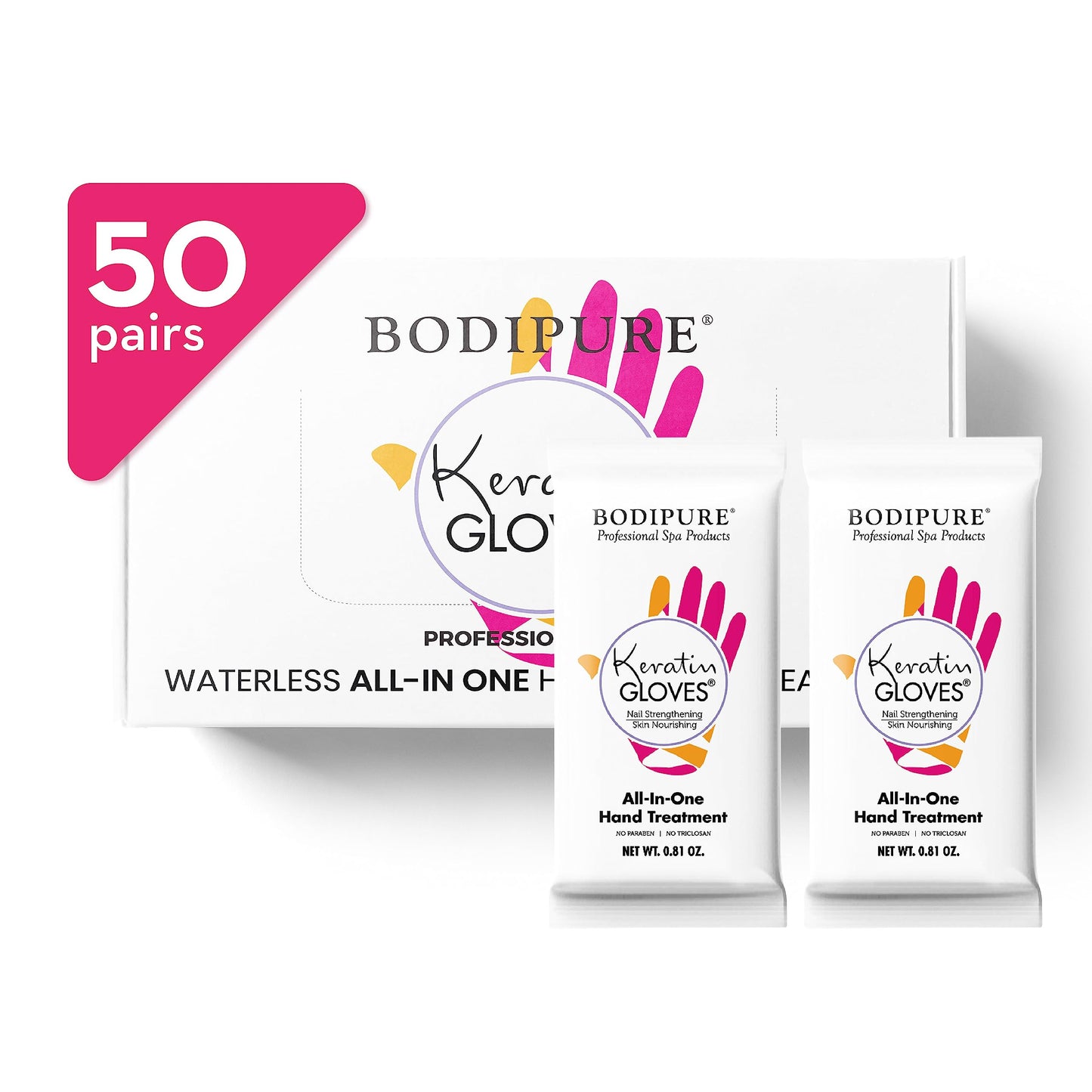 Bodipure All-In-1 Moisturizing Hand Mask | Keratin & Vitamin E Hand Mask for Dry Cracked Hands | Natural Moisturizing Gloves For