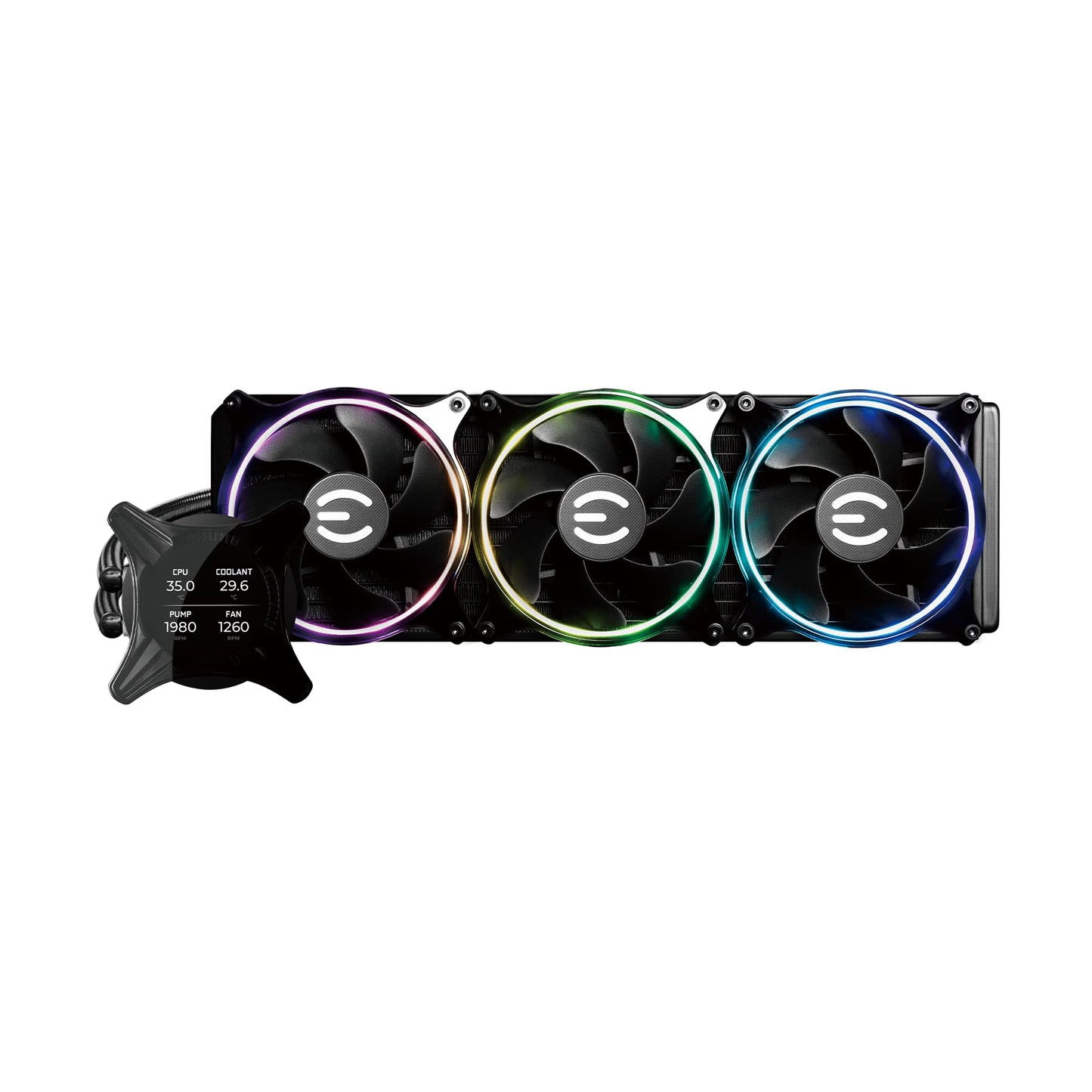 EVGA CLCx 360mm All-in-One LCD CPU Liquid Cooler, 3X 120mm PWM ARGB Fans, Intel, AMD, 5 YR Warranty, 400-HY-CX36-V1