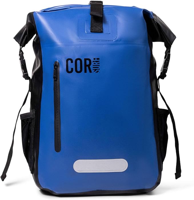 COR Surf Waterproof Dry Bag Backpack with Padded Laptop Sleeve Heavy Duty Roll-Top Pack (Dark Blue, 25L)