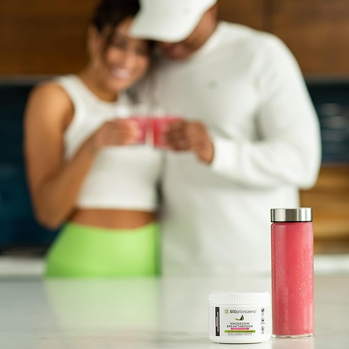 BIOptimizers Magnesium Breakthrough Drink Raspberry Lemonade - 8 Forms of Magnesium: Glycinate, Malate, Citrate, and More - Natural Sleep and Brain Supplement – 6 oz (30 Servings)