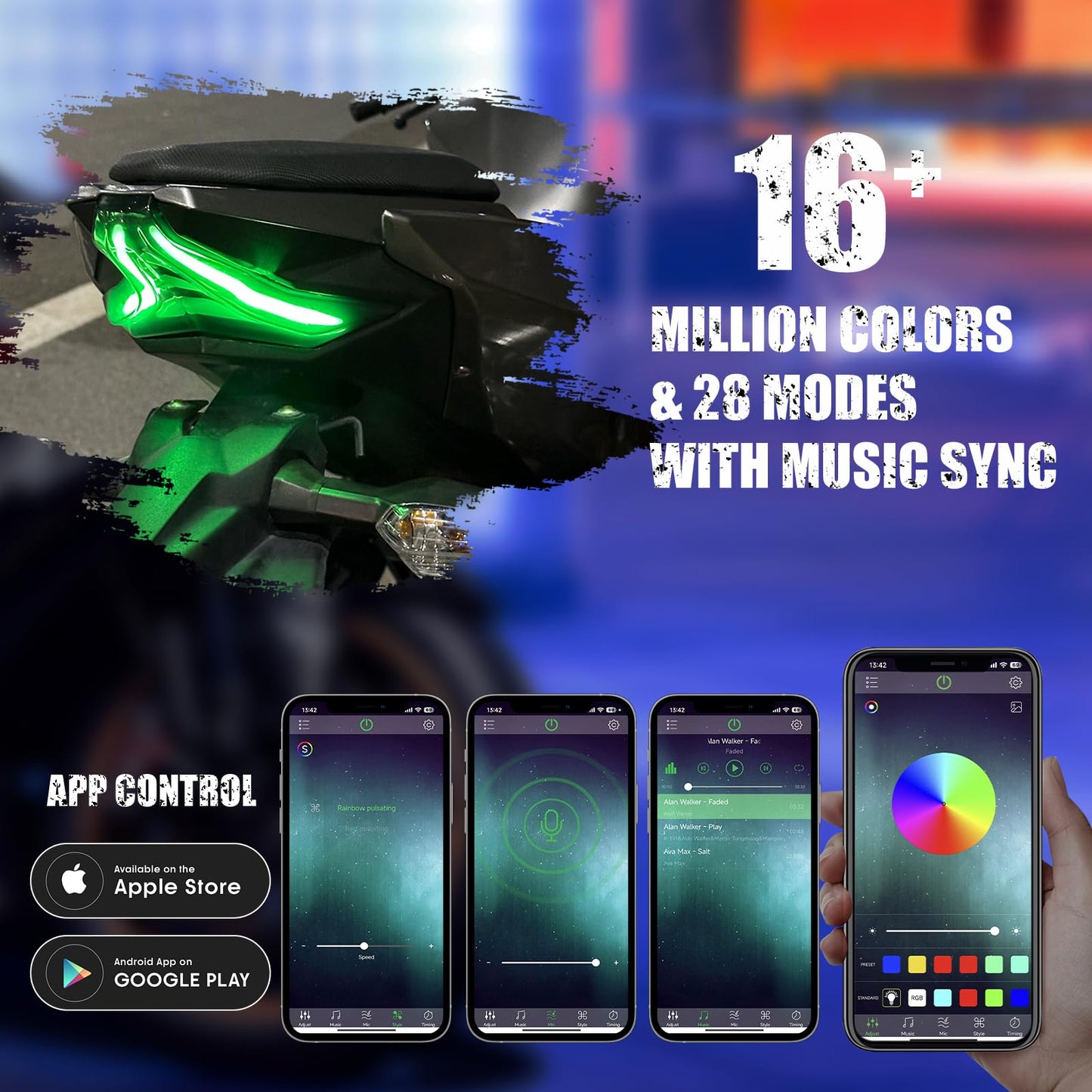 XINGWU Motorcycle LED Tail Lights RGB Control for NINJA 400 2018-2024 Z400 Z250 Z400 Z1000 Z1000R ZX6R ZX10R ZX10RR Rear Brake Light DRL with Turn Signals Sequential Dynamic Indicator