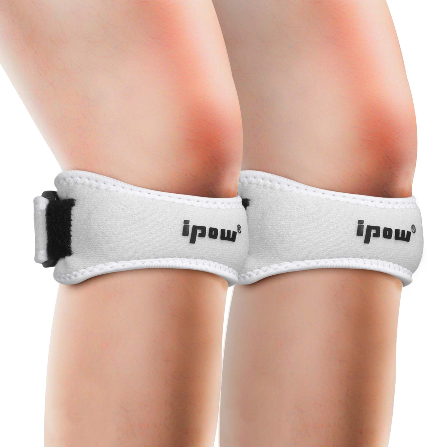 IPOW 2 Pack Knee Pain Relief & Patella Stabilizer Knee Strap Brace Support for Hiking, Soccer, Basketball, Running, Jumpers Knee, Tennis, Volleyball & Squats