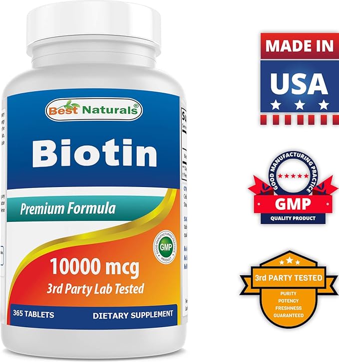 Best Naturals Biotin (Also Called Vitamin B7), 10,000 mcg 365 Tablets (365 Count (Pack of 2))