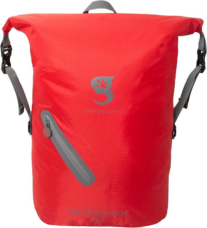 geckobrands Lightweight 30L Waterproof Backpack - Lightweight Watertight Outdoor Bag Hiking Traveling Light Water Activities