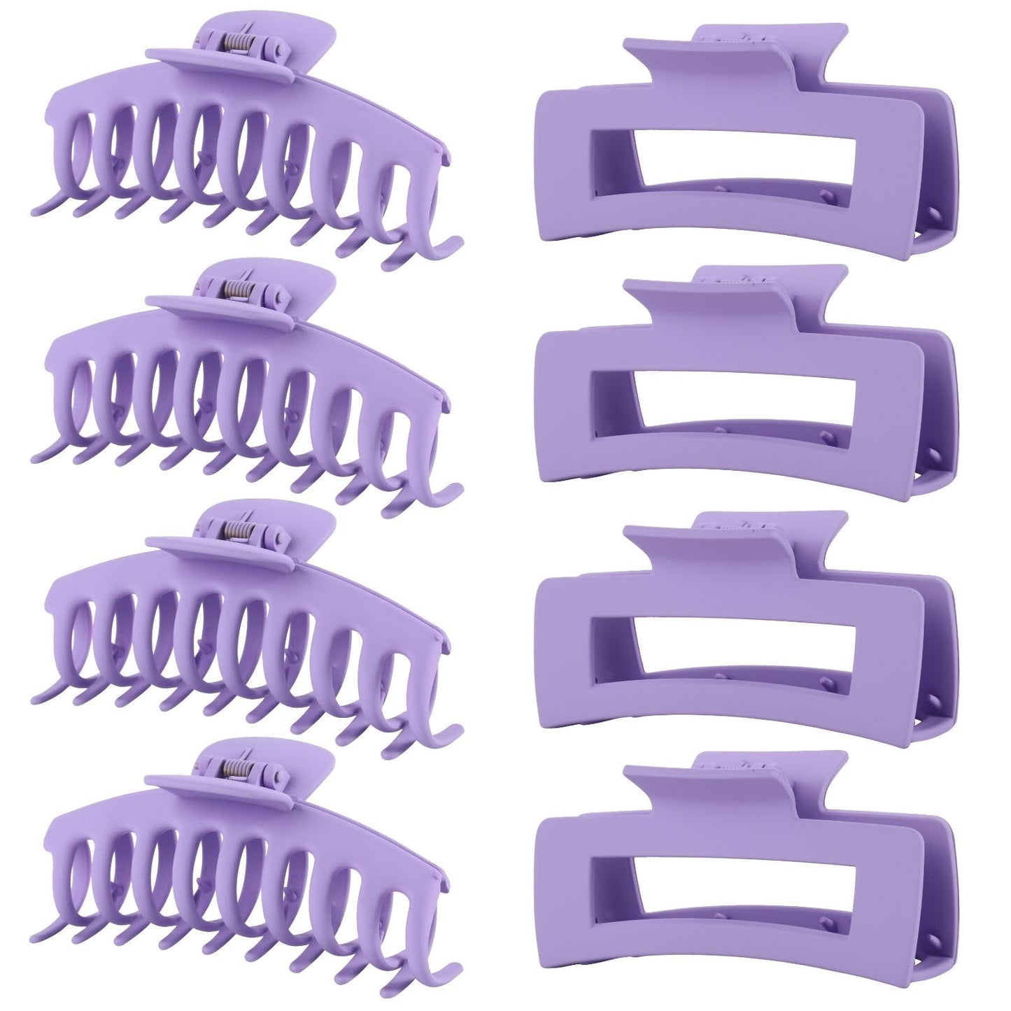 Purple Hair Clips for Women - 8 Pack 4.3 Inch Large Hair Claw Clips for Women Thin Thick Curly Hair, Big Matte Banana Clips,Strong Hold jaw clips